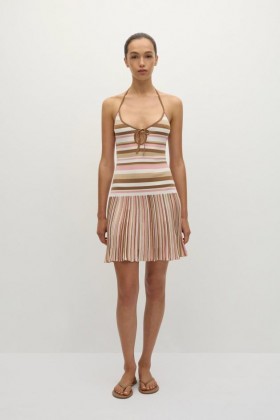 Women Knitwear | Faithfull The Brand Elea Mini Dress Puce Sepia Stripe