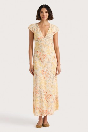  Vestidos Femininos | Faithfull The Brand Esson Vestido Midi Adeline Floral Amarelo