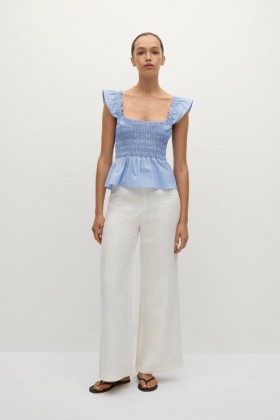  Blusas femininas | Blusa Eudora da Faithfull The Brand, estampa xadrez vichy azul claro