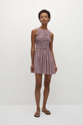 Damesjurken | Faithfull The Brand Heidi Minijurk Gingham Dieprood