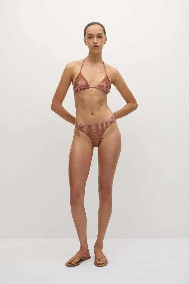 レディース 水着 | Faithfull The Brand Bebe ビキニボトム アコーディオンストライプ ピュス フォーン